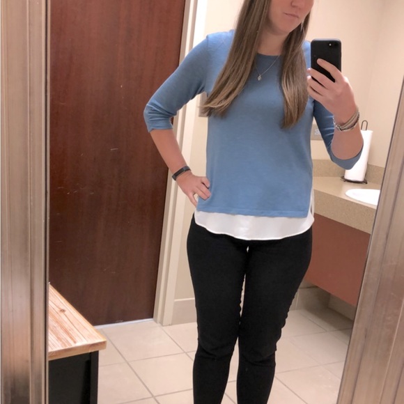 Light Blue Layered BCX Top with 3/4 Sleeves - Small - Picture 2 of 5